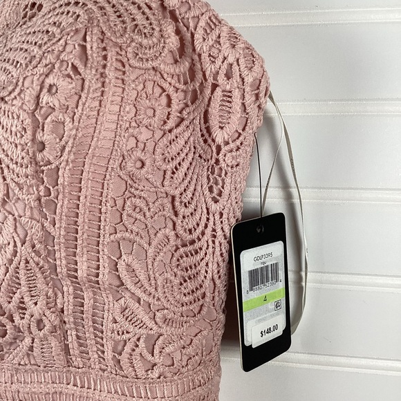 GUESS   NWT Textured Knit Slipdress  with lace Tgread detail Midi Dress Size 4 - Picture 6 of 14